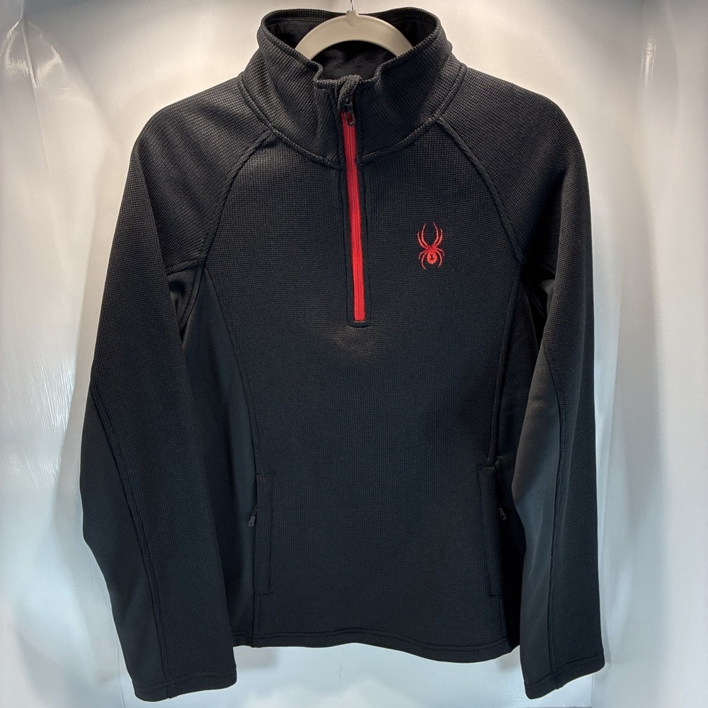 Spyder Men's 1/4 Zip Ragland Sleeve Sweater Pullover Black Red NWT Size S/P/P